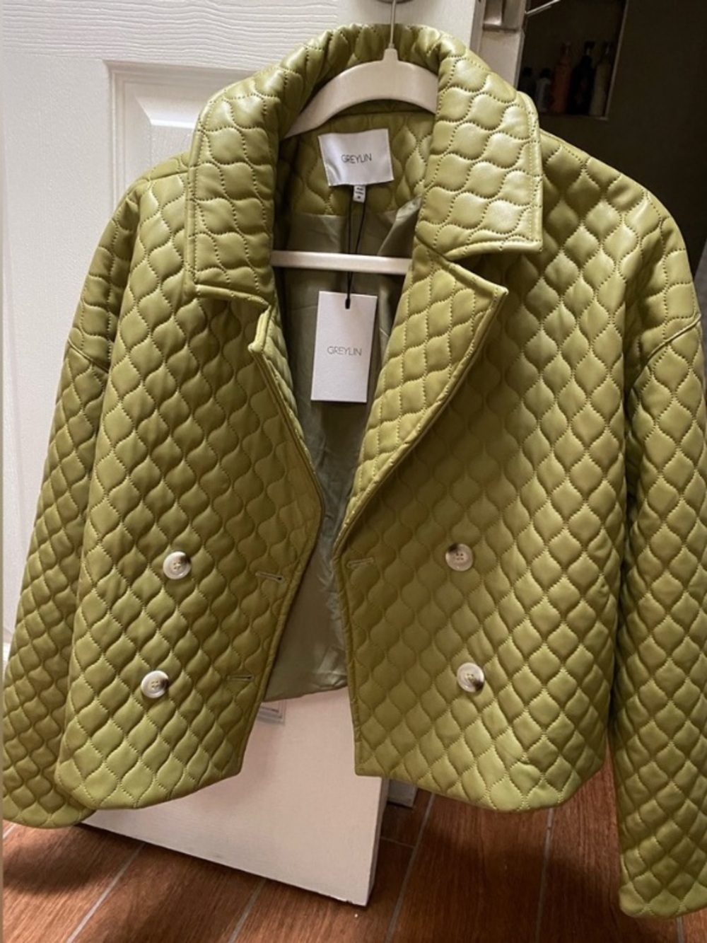 RARE Greylin quilted vegan leather green jacket NWT - Picture 3 of 5